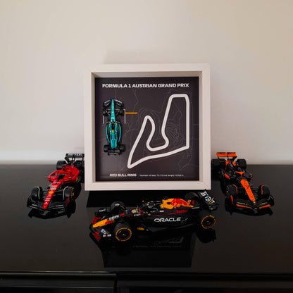 F1 Austrian - Red Bull Ring Circuit Framed Art: Plexiglass 3D Track with Formula One Car Model