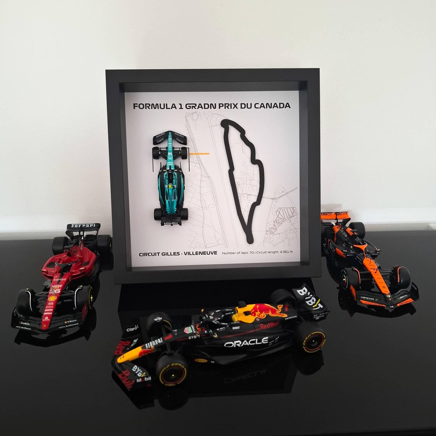 Canada F1 Framed Art: Canada Circuit, Plexiglass 3D Track With Formula One Car Model