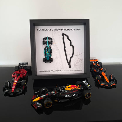 Canada F1 Framed Art: Canada Circuit, Plexiglass 3D Track With Formula One Car Model