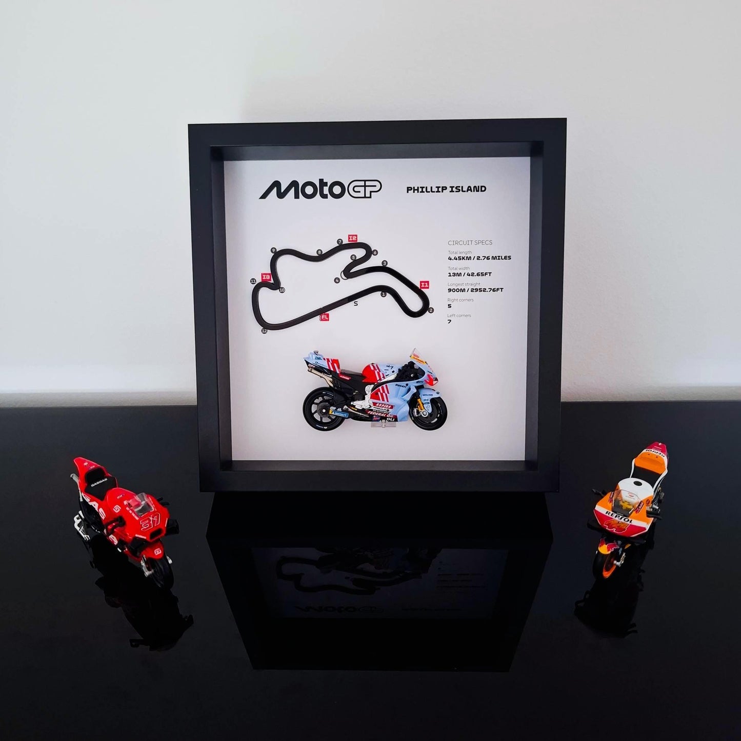 Phillip Island Moto Circuit 3D Framed Art: Australia Racing Gift