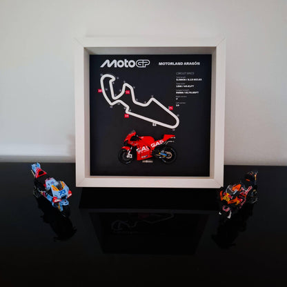 Motorland Aragón 3D Framed Track Art with Motorcycle Model