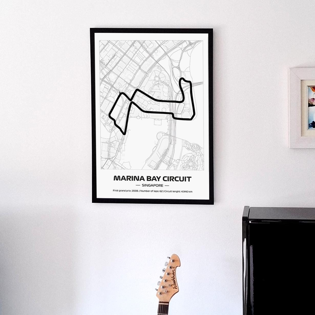 Framed Formula 1 Marina Bay Circuit Poster: Singapore Grand Prix - 50x70cm