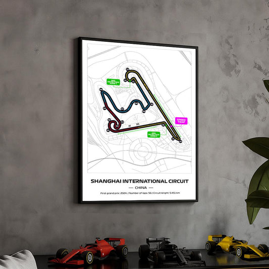 Framed Shanghai F1 Track Poster: 2025 Grand Prix Circuit Map
