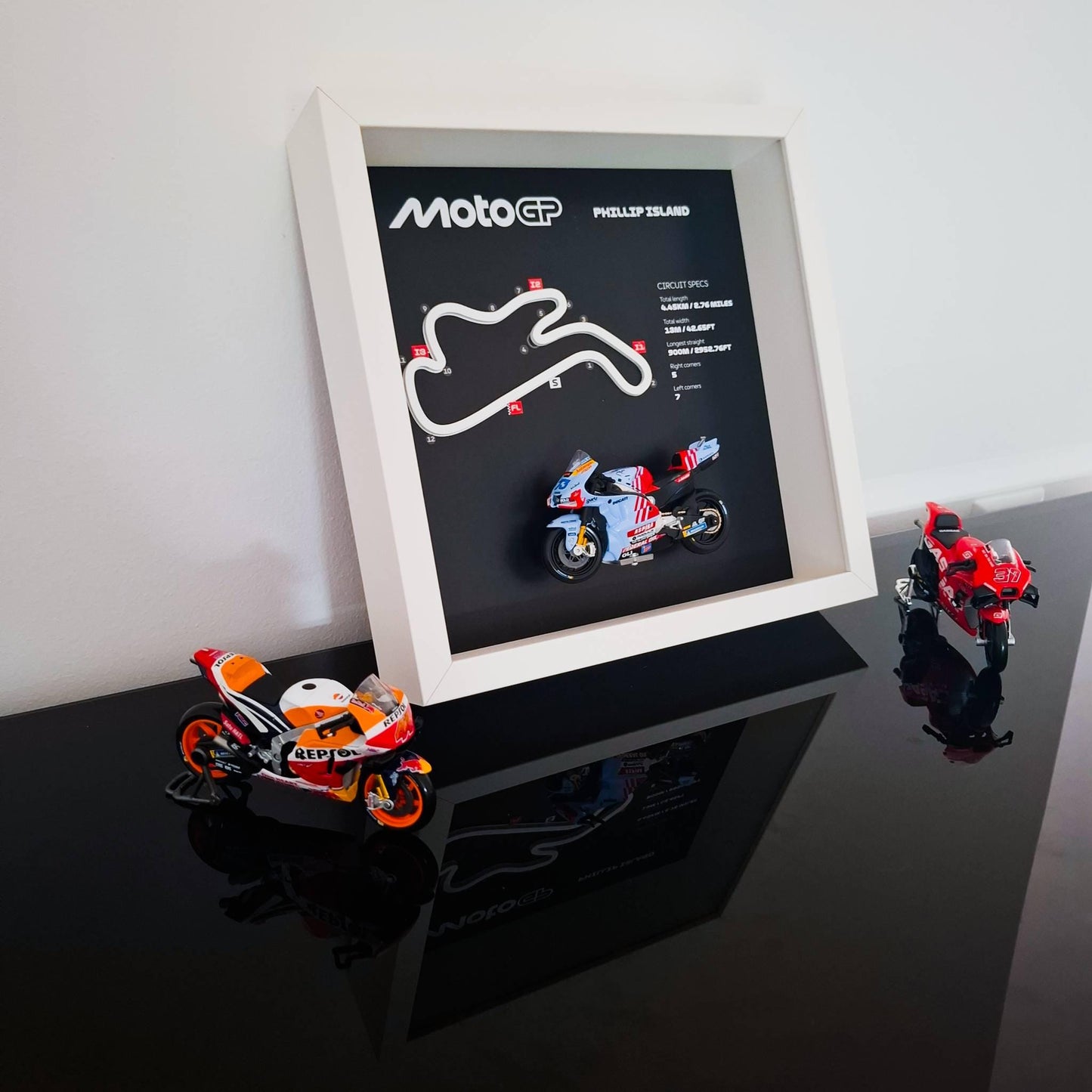 Phillip Island Moto Circuit 3D Framed Wall Art: Australia Racing Gift