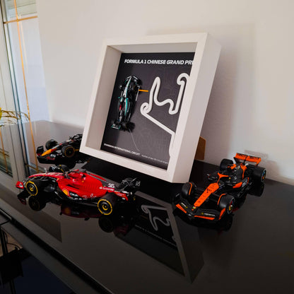 F1 Shanghai - Chinese Framed Art: Plexiglass 3D Track with Formula One Car Model