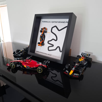 Qatar F1 Framed 3D Art: Lusail Circuit Plexiglass 3D Track with Formula One Car Model