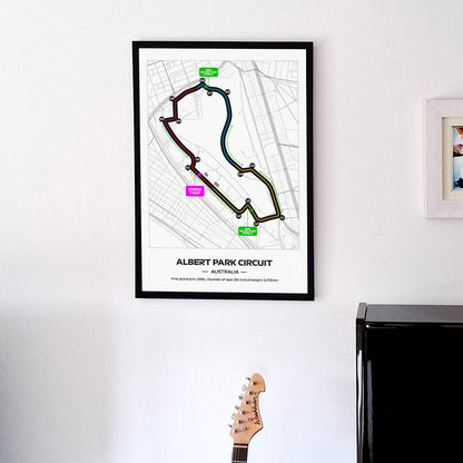 Framed Albert Park F1 Track Poster: 2025 Circuit Map (50x70cm)