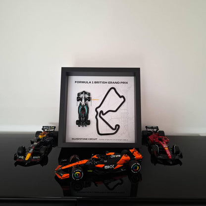 Silverstone British F1 Framed 3D Art: Plexiglass 3D Track with Formula One Car Model