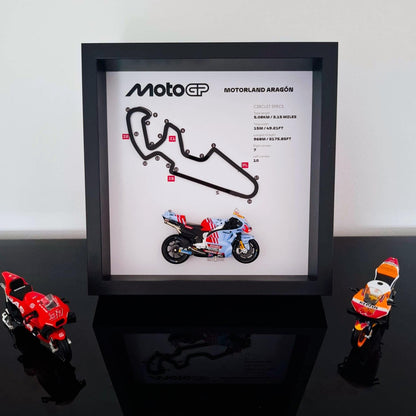 Motorland Aragón 3D Framed Track Art with Motorcycle Model