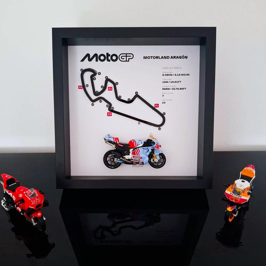 Motorland Aragón 3D Framed Track Art with Motorcycle Model