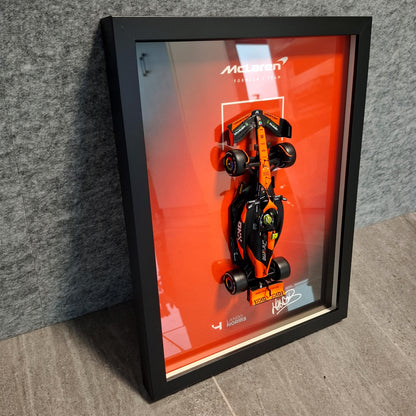 Lando Norris F1 Frame with McLaren 1:24 Scale Car - High-Quality Printed Background with Signature - 30x40cm Display - Formula 1 Gift