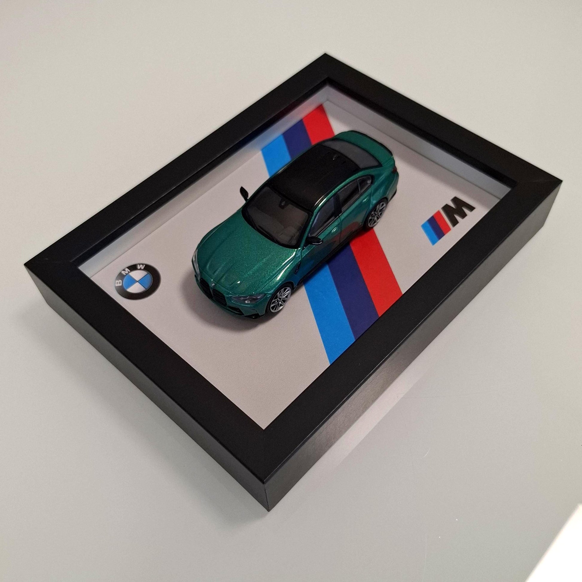 BMW M3 G80 Car Model Mounted on a Display Frame - Wall Art Gift