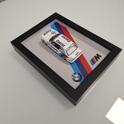 BMW M3 E30 Car Model Mounted on a Display Frame - Wall Art Gift