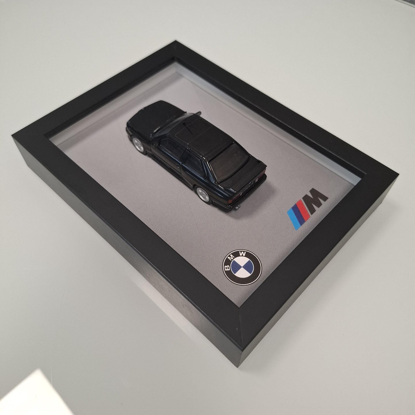 BMW M3 E30 Car Model Mounted on a Display Frame - Wall Art Gift