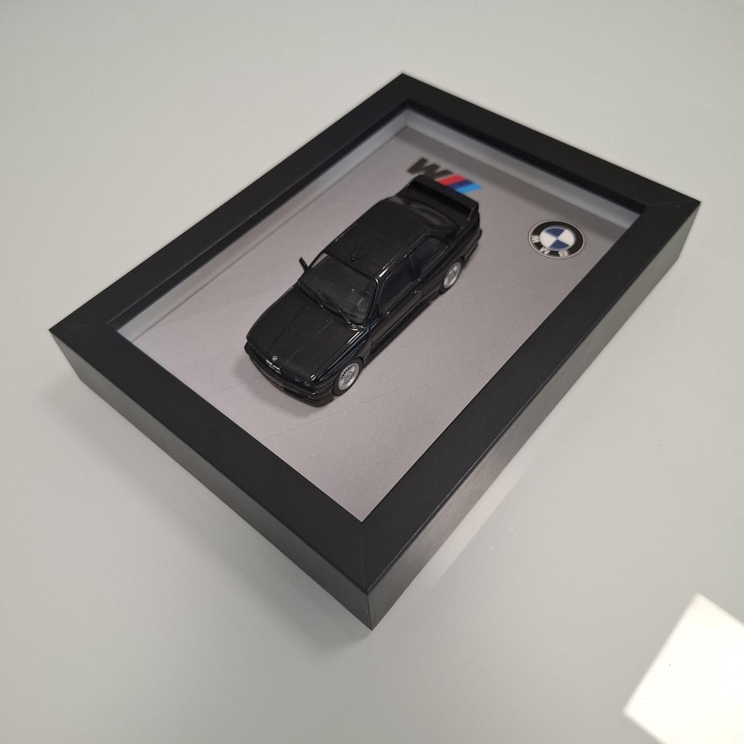 BMW M3 E30 Car Model Mounted on a Display Frame - Wall Art Gift