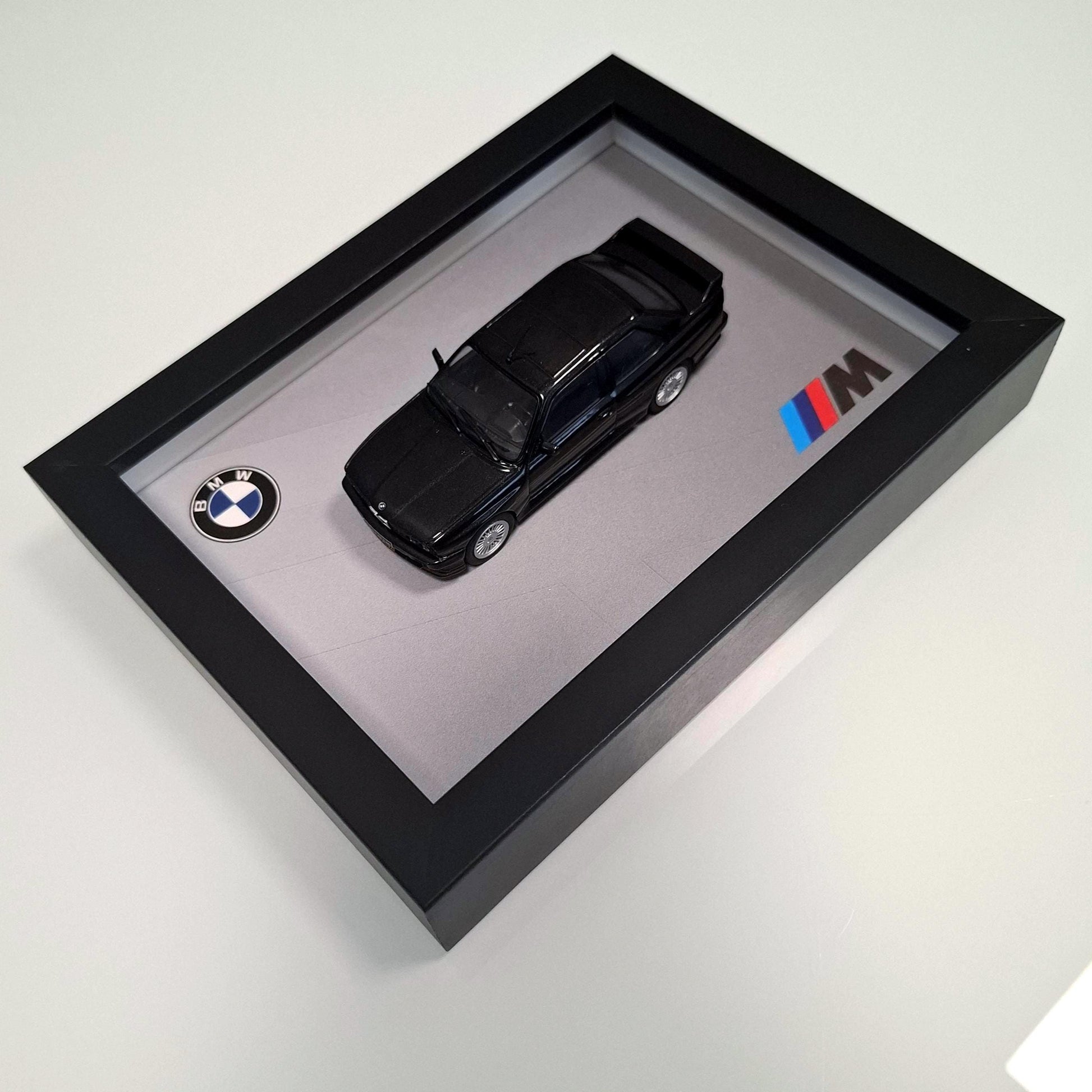 BMW M3 E30 Car Model Mounted on a Display Frame - Wall Art Gift