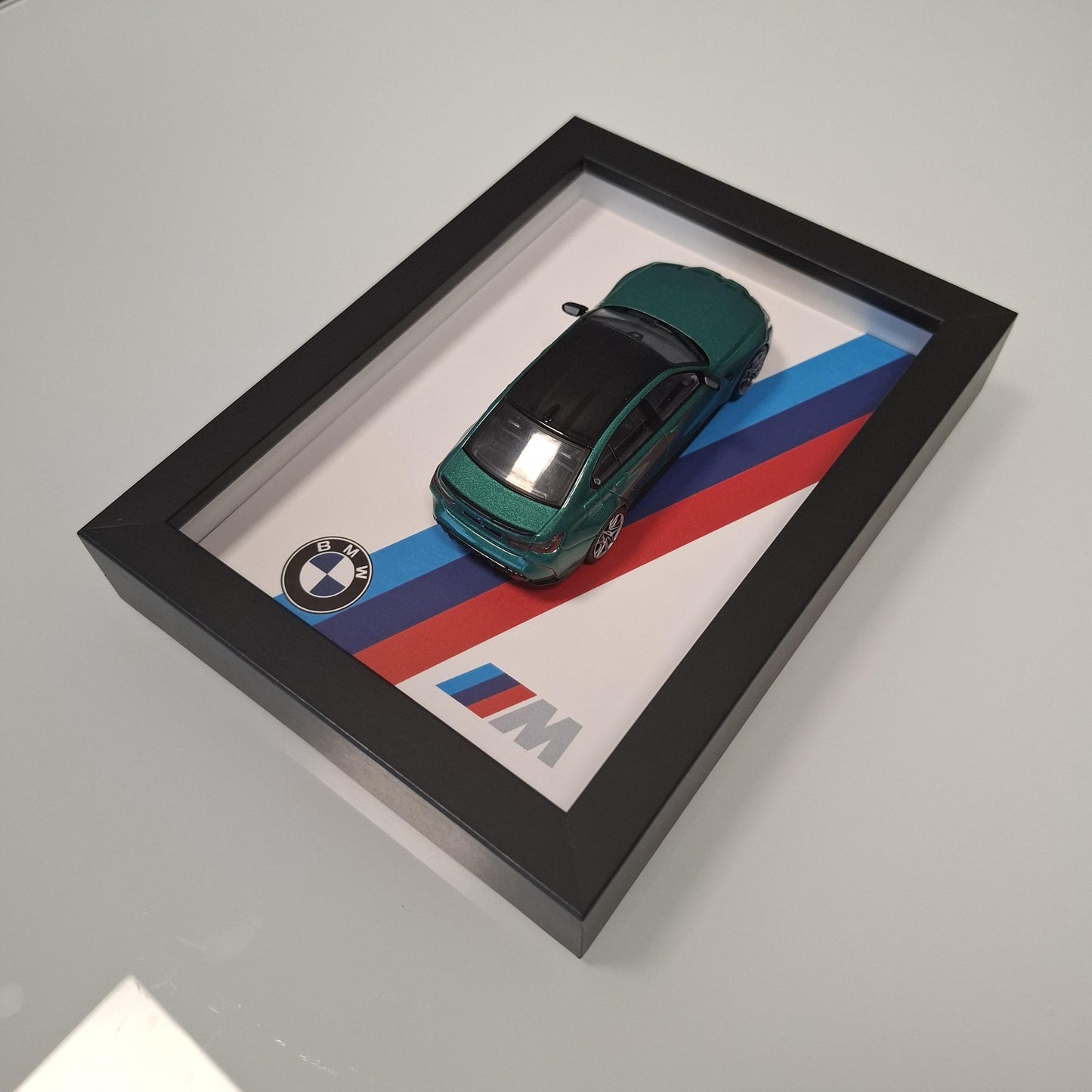 BMW M3 G80 Car Model Mounted on a Display Frame - Wall Art Gift