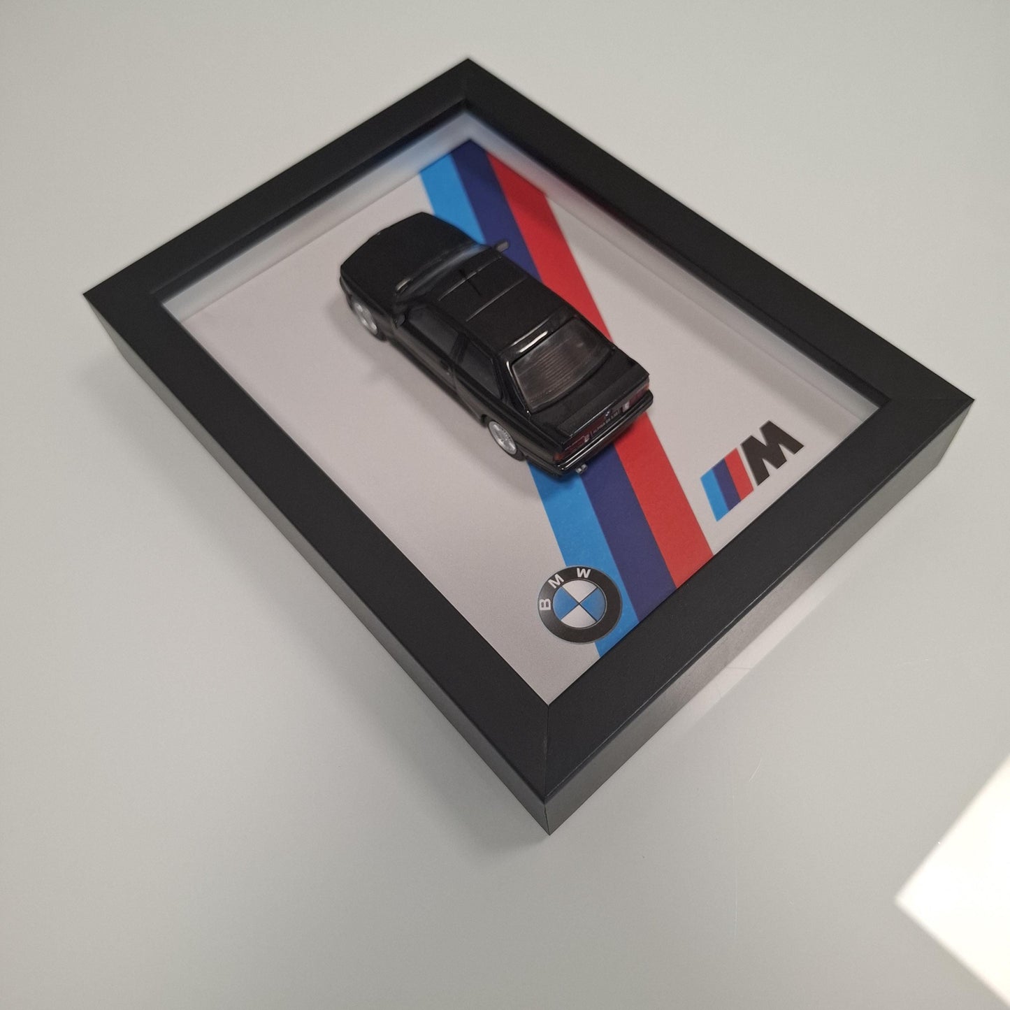 BMW M3 E30 Car Model Mounted on a Display Frame - Wall Art Gift