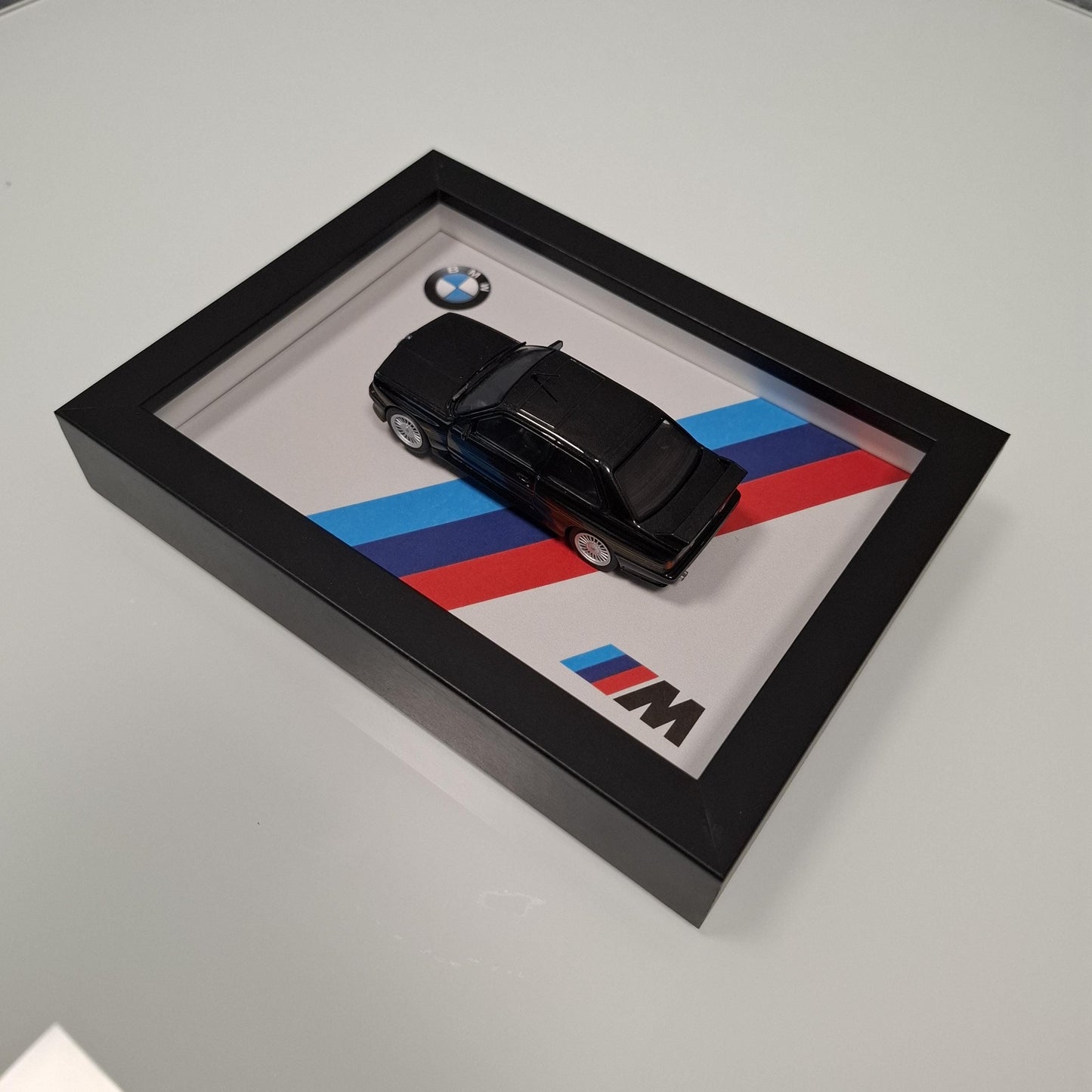 BMW M3 E30 Car Model Mounted on a Display Frame - Wall Art Gift