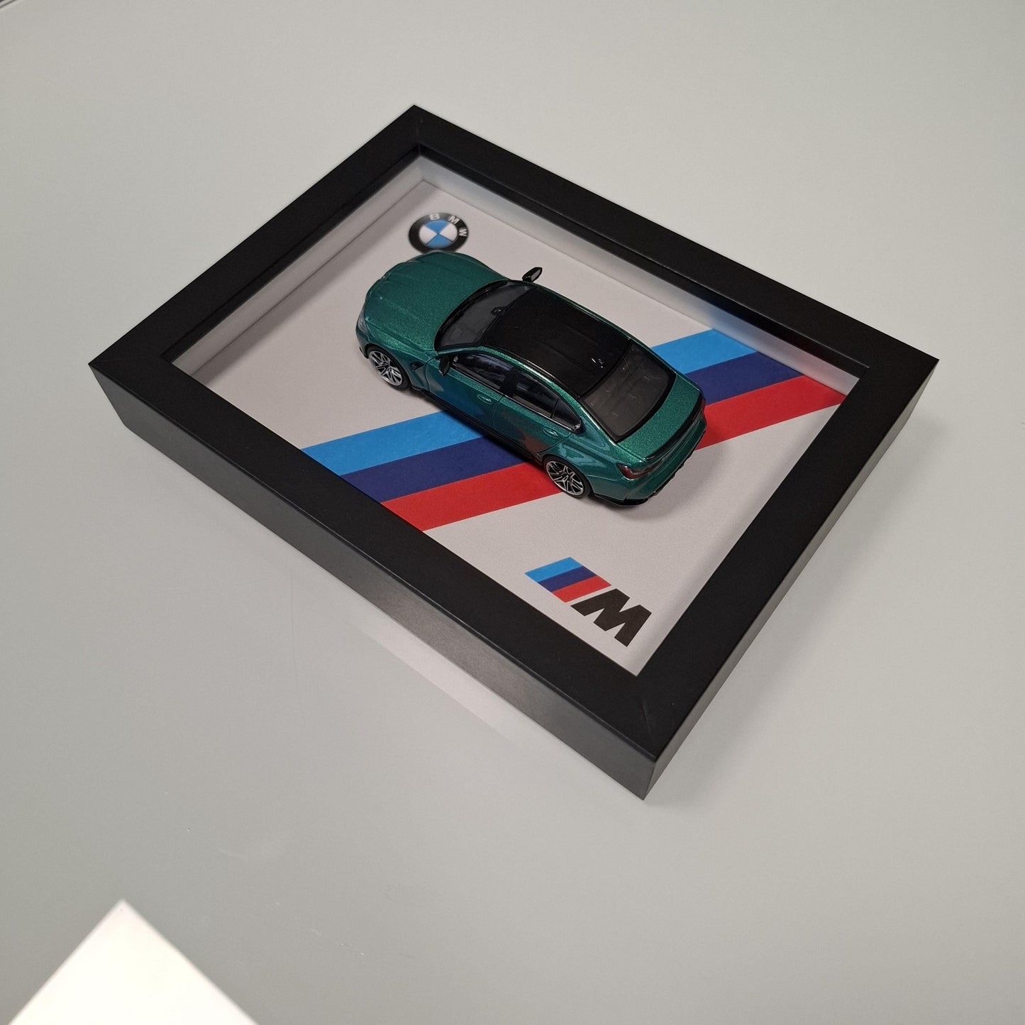 BMW M3 G80 Car Model Mounted on a Display Frame - Wall Art Gift