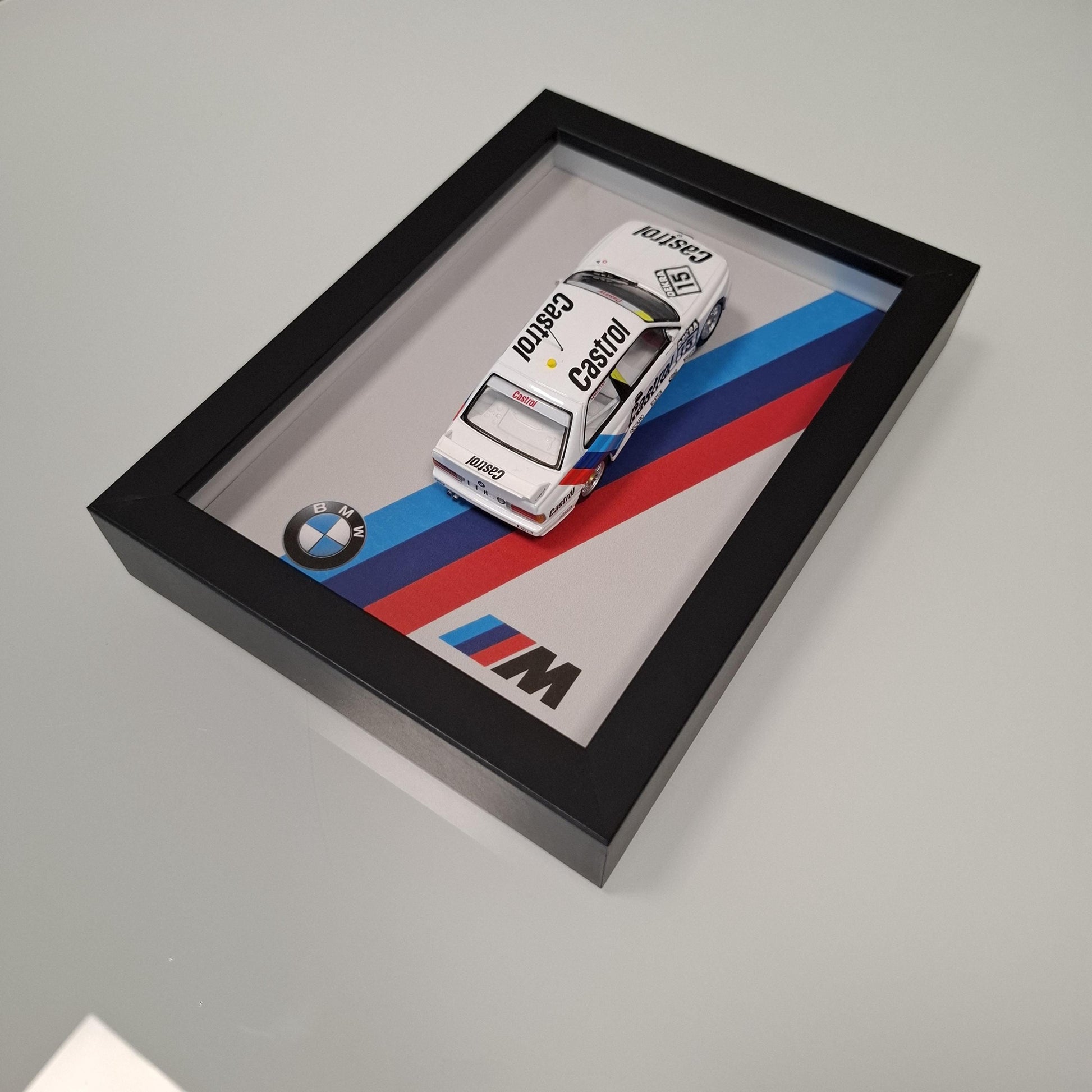 BMW M3 E30 Car Model Mounted on a Display Frame - Wall Art Gift