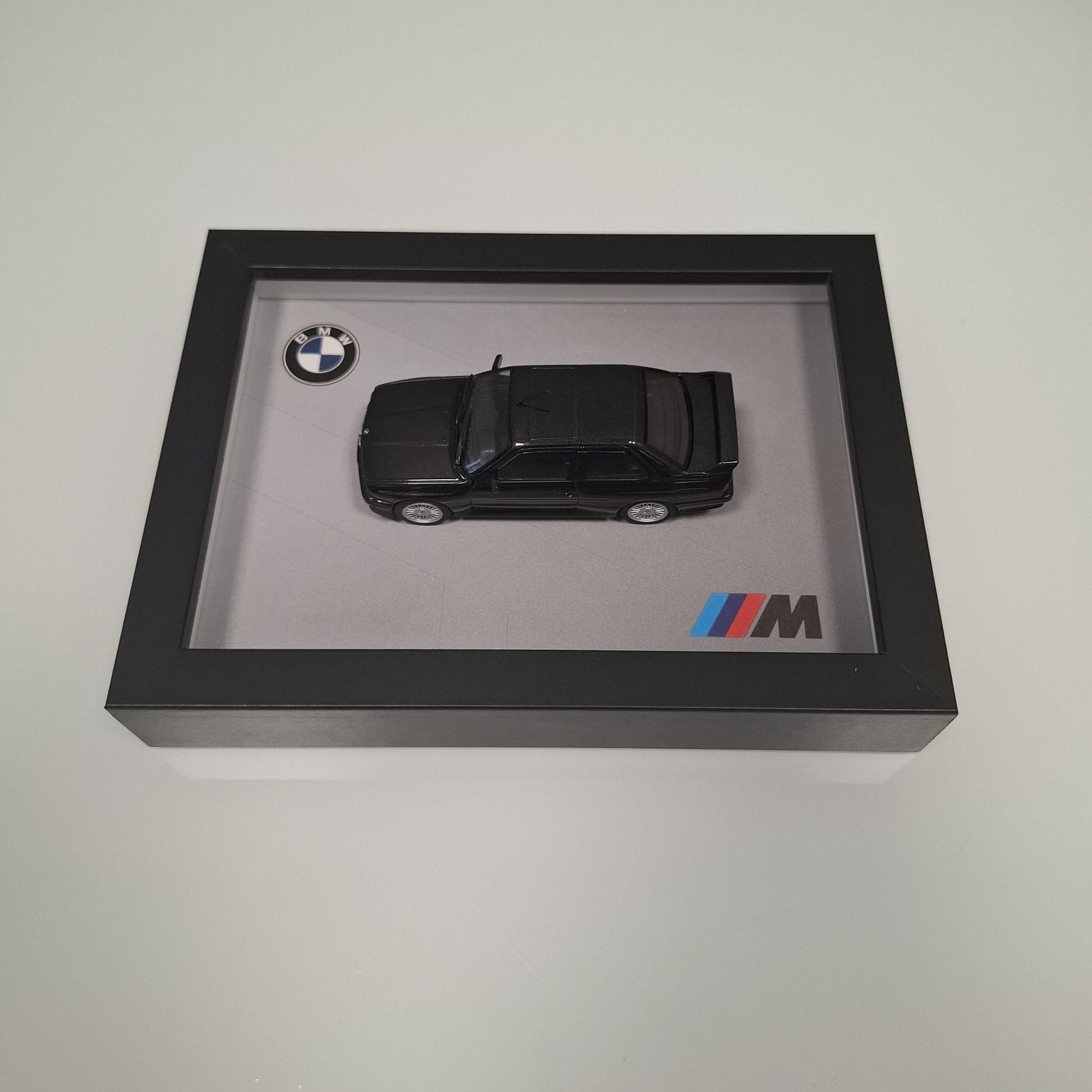 BMW M3 E30 Car Model Mounted on a Display Frame - Wall Art Gift