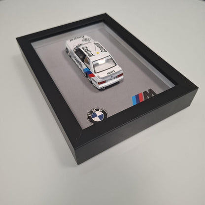 BMW M3 E30 Car Model Mounted on a Display Frame - Wall Art Gift