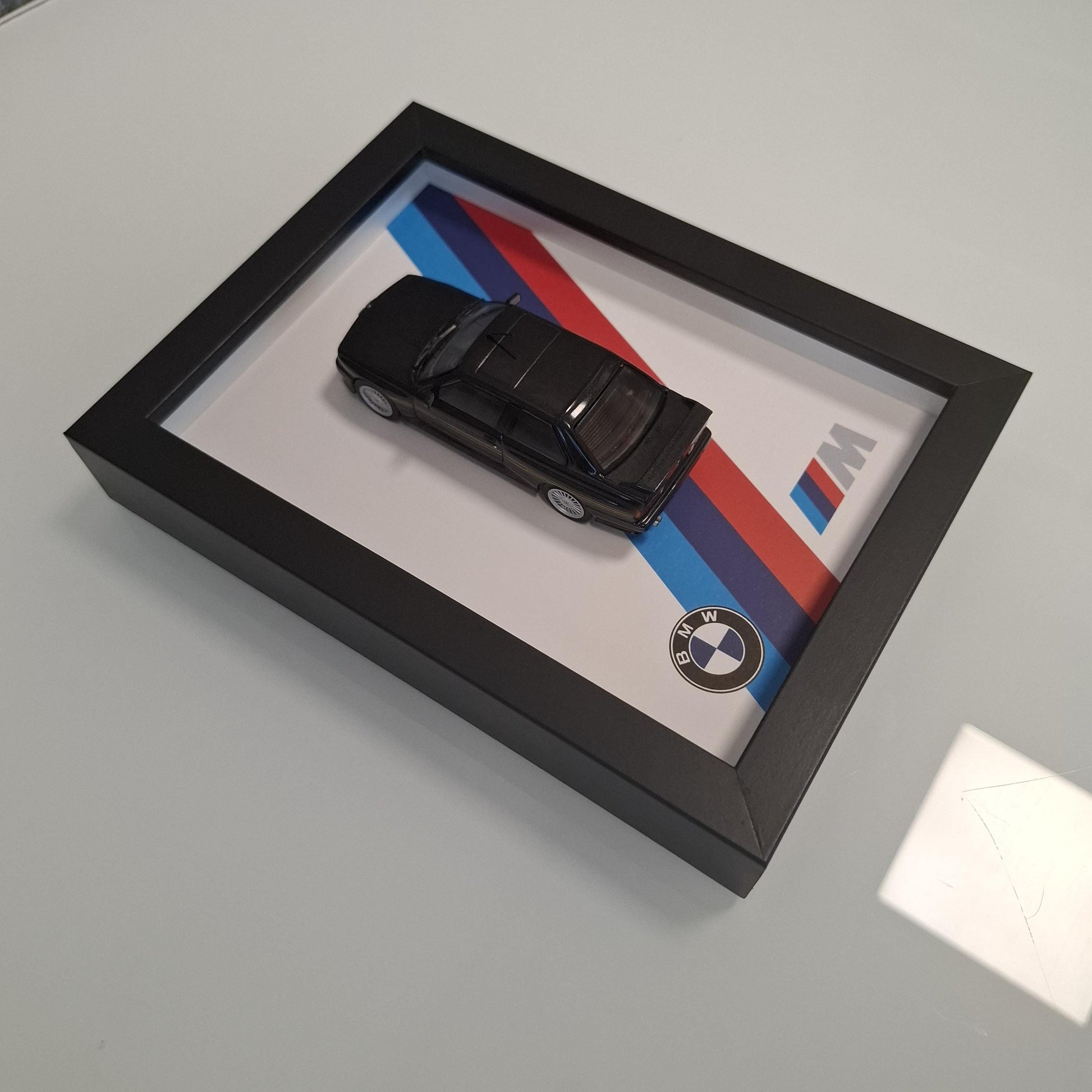 BMW M3 E30 Car Model Mounted on a Display Frame - Wall Art Gift