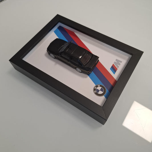 BMW M3 E30 Car Model Mounted on a Display Frame - Wall Art Gift