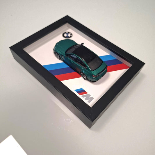 BMW M3 G80 Car Model Mounted on a Display Frame - Wall Art Gift