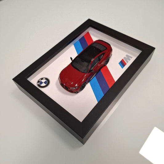 BMW M4 Car Model Mounted on a Display Frame - Wall Art Gift