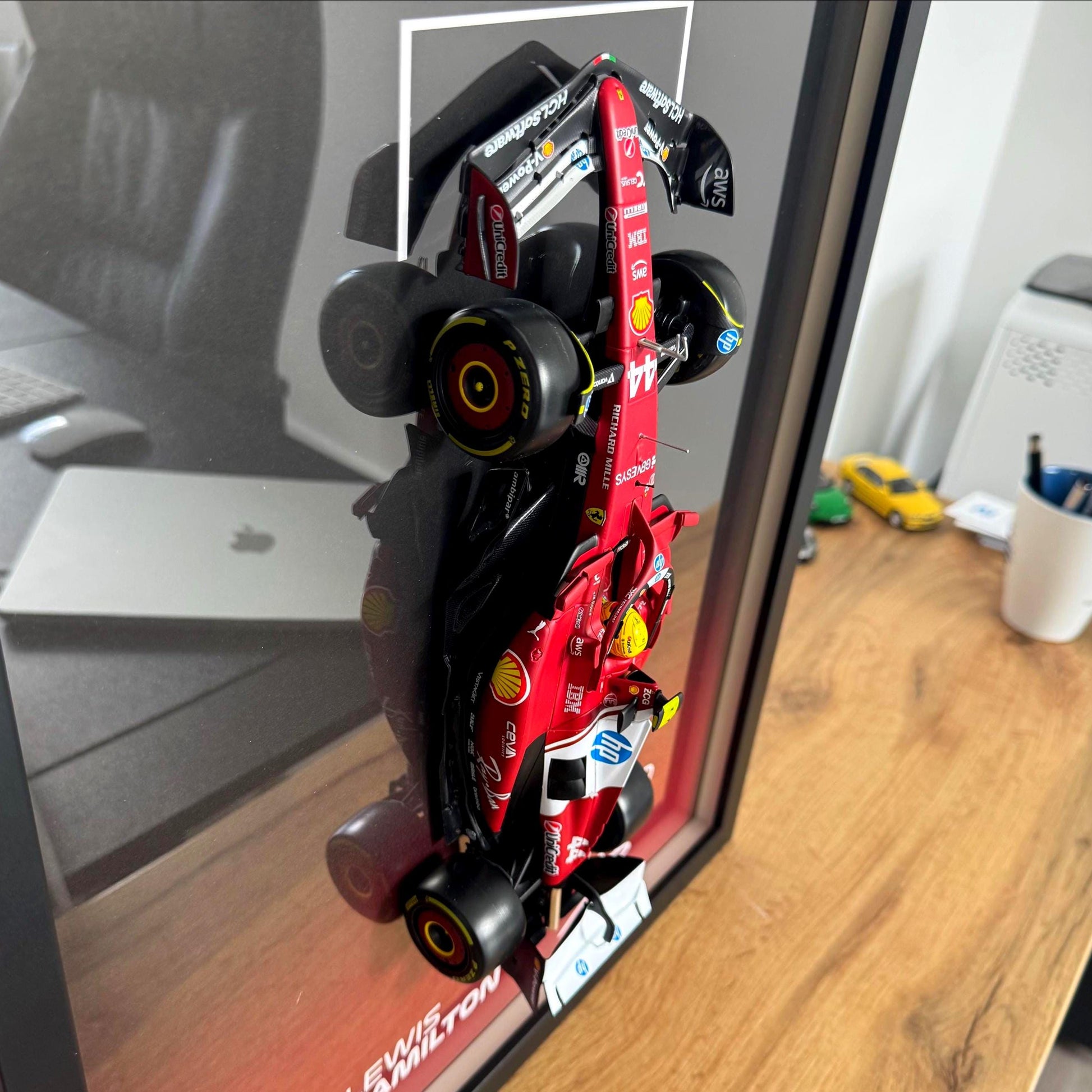 Lewis Hamilton F1 Wall Art | Formula 1 3D Framed Artwork | Ferrari Racing Decor Gift - 40x50 cm