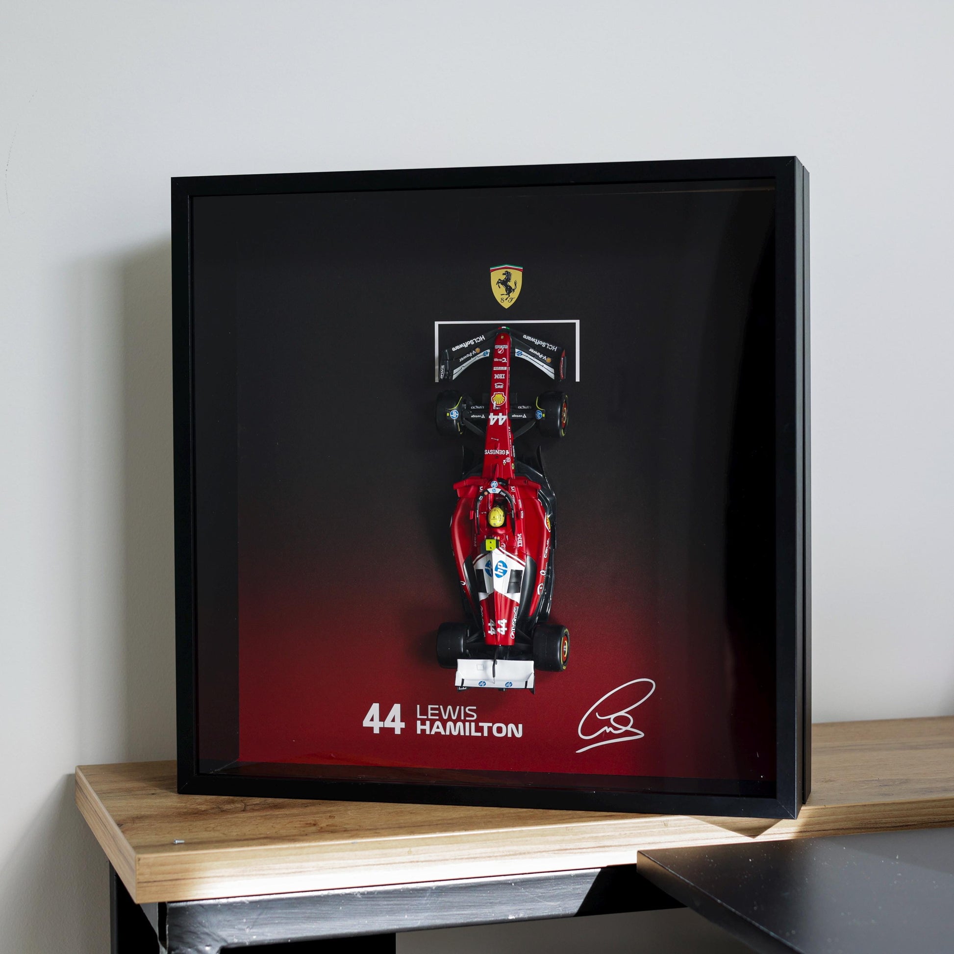 Lewis Hamilton F1 Wall Art | Formula 1 3D Framed Artwork | Ferrari Racing Decor Gift - Deep Frame - 50x50x12 cm