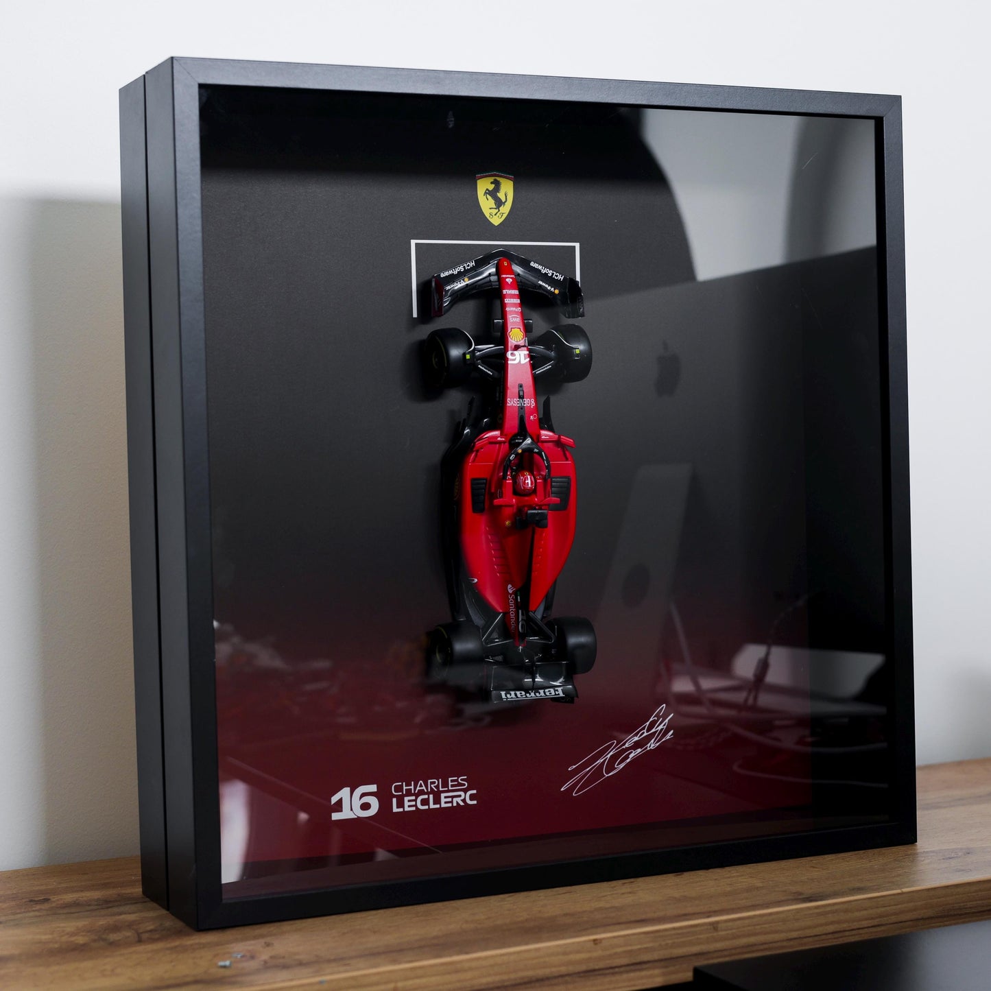 Charles Leclerc F1 - Ferrari - 3D Framed Artwork (XL) – 1:18 Car Model - 50x50x12 cm
