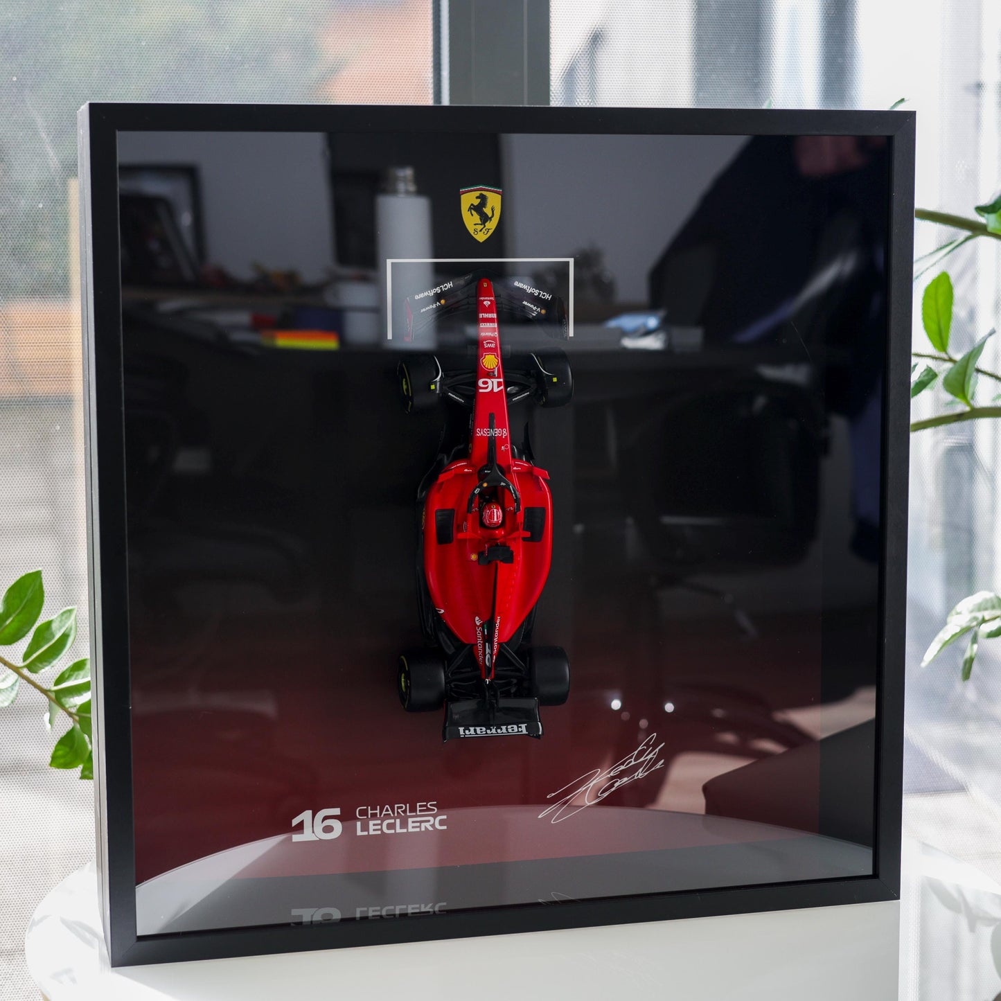 Charles Leclerc F1 - Ferrari - 3D Framed Artwork (XL) – 1:18 Car Model - 50x50x12 cm