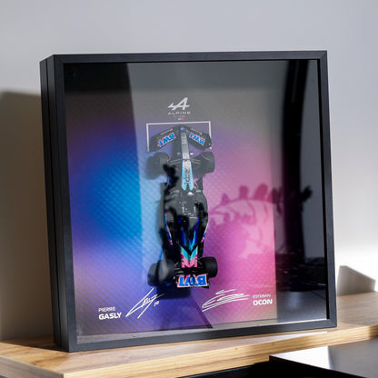 Alpine F1 - Gasly - Ocon - 3D Framed Artwork (XL) – 1:18 Car Model - Deep Frame - 50x50x12 cm