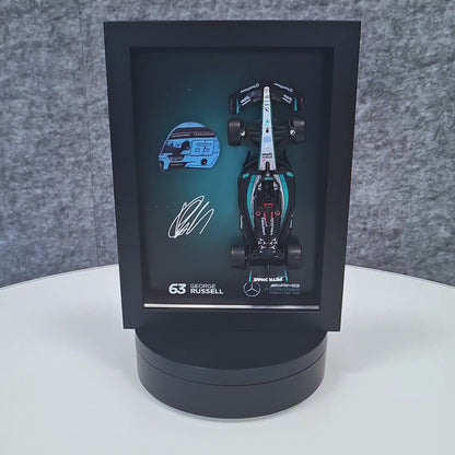 George Russell F1 Frame with AMG 1:43 Scale Car, 3D Helmet and Signature