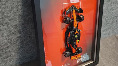 Lando Norris F1 Frame with McLaren 1:24 Scale Car - High-Quality Printed Background with Signature - 30x40cm Display - Formula 1 Gift