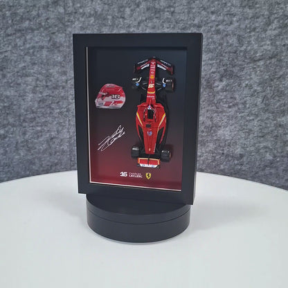 Charles Leclerc F1 Frame with Ferrari 1:43 Scale Car, 3D Helmet and Signature