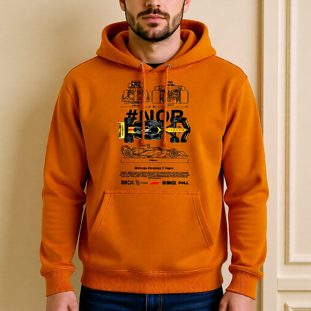Lando Norris Hoodie – Papaya Formula Racing | F1 Car Graphic | Orange
