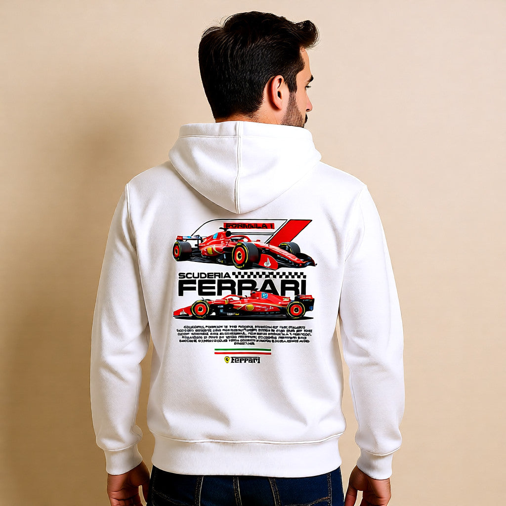 Charles Leclerc #16 Ferrari Hoodie – Scuderia Car & Driver | F1 White