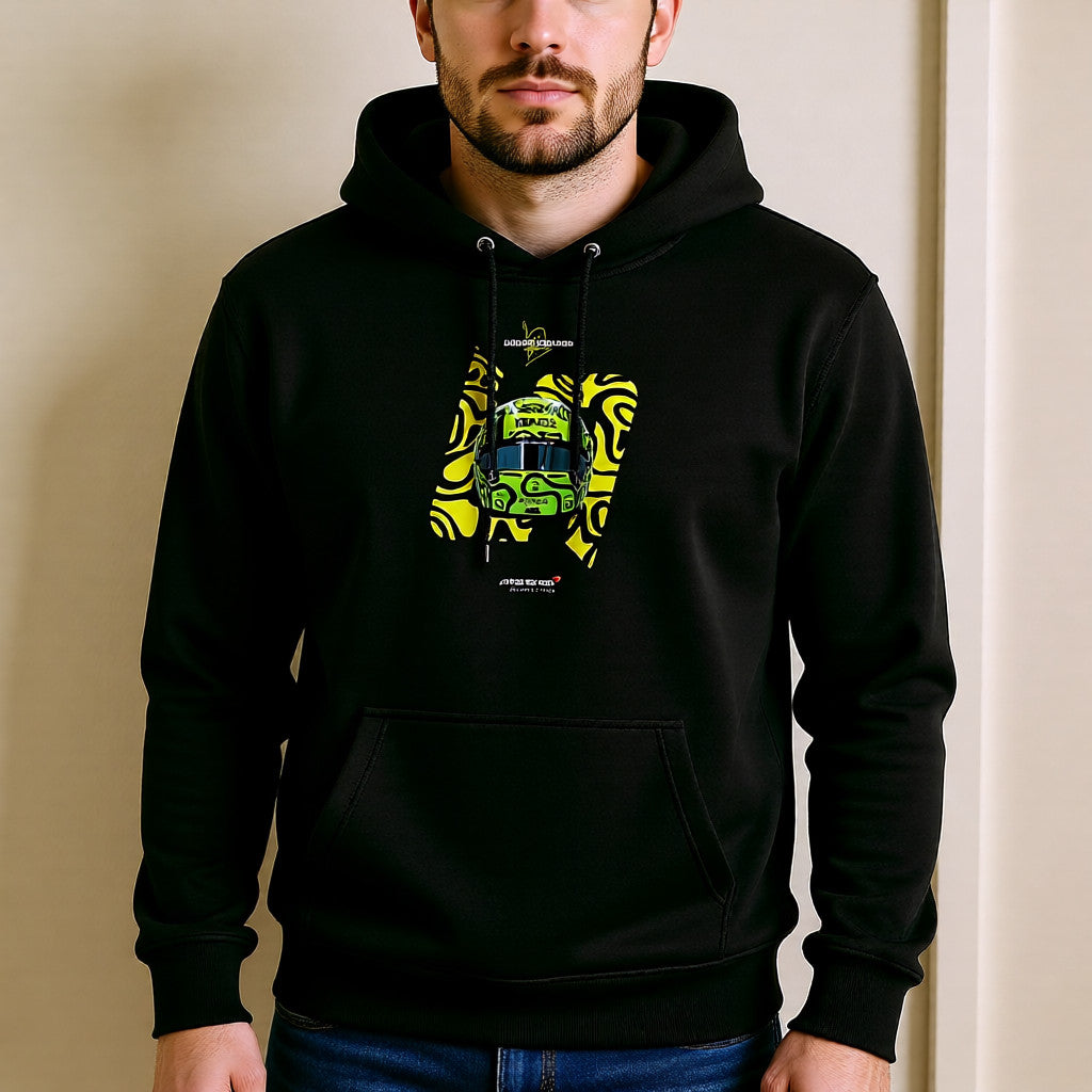 Lando Norris #4 Helmet Hoodie – Neon Green Design | F1 Merch | Black