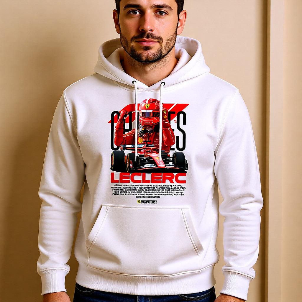 Charles Leclerc #16 Ferrari Hoodie – Scuderia Car & Driver | F1 White