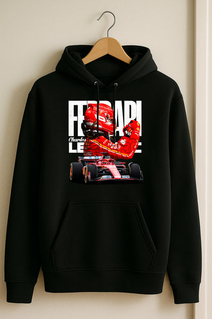 Charles Leclerc #16 Ferrari Hoodie – SF25 Black Edition | F1 fan merch