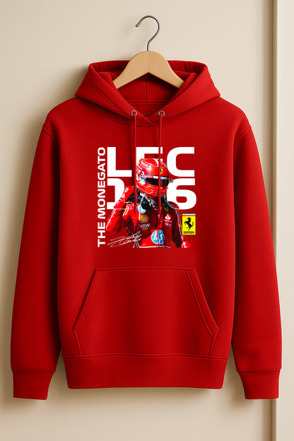 Charles Leclerc #16 Ferrari Hoodie – SF25 Car & Helmet Design | F1 Red