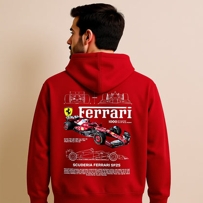 Lewis Hamilton Ferrari Hoodie SF25 Graphic – Scuderia F1 Fan Merch | Red