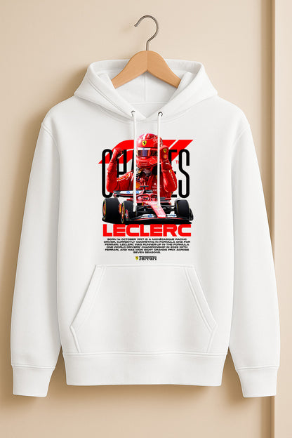 Charles Leclerc #16 Ferrari Hoodie – Scuderia Car & Driver | F1 White