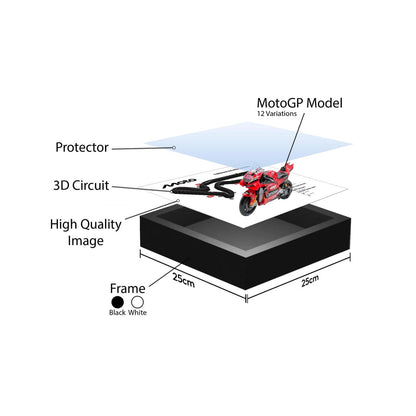 Silverstone Moto Circuit 3D Framed Track Wall Art with Motorcycle Model – UK Racing Gift